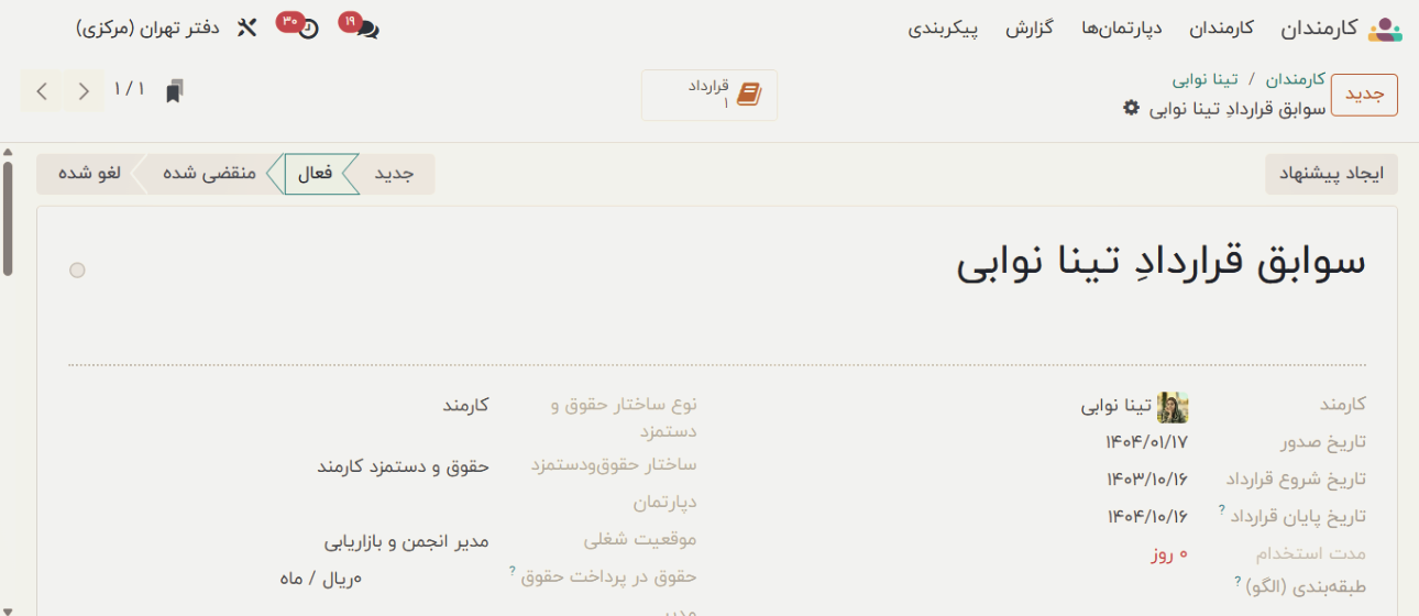 قرارداد فعال کارمند
