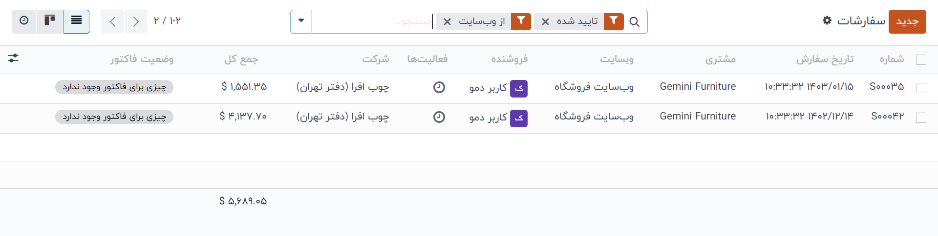 برنامه فروش odoo فارسی
